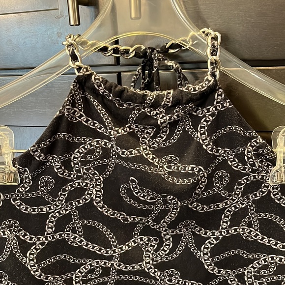 Michael Kors top black with gray chain design. Ties around the neck size M - Picture 3 of 16